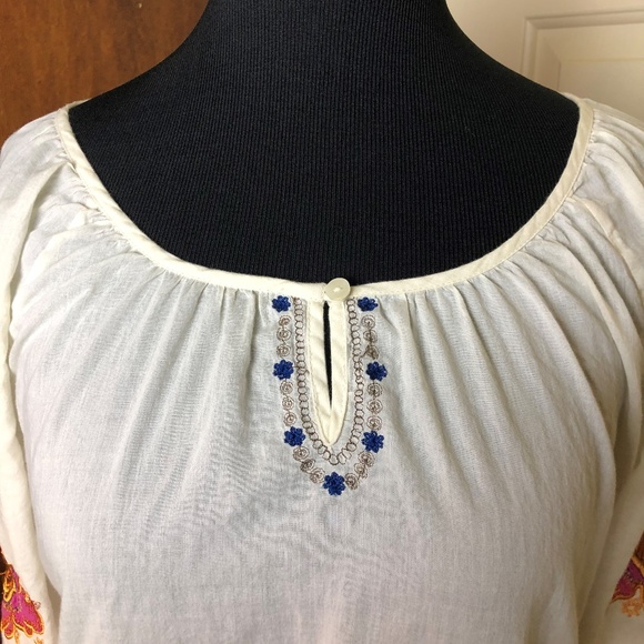 Lucky Brand Sheer Emboidered Long Sleeve Blouse - Picture 2 of 6